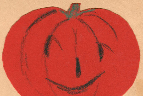 Pumpkin-shaped invitation (ddr-densho-361-5)