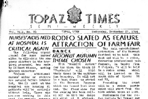 Topaz Times Vol. VIII No. 25 (September 27, 1944) (ddr-densho-142-343)