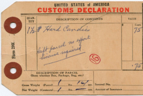 Customs Declaration and Shipping Tag (ddr-densho-355-37)