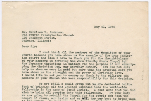 Letter from Ai Chih Tsai to Dr. Harrison R. Anderson (ddr-densho-446-19)
