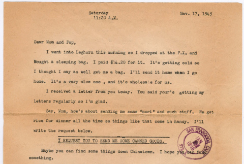 Letter from Tadashi Ishida to Mr. & Mrs. Y Ishida (ddr-densho-535-293)