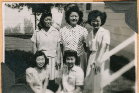 Five women outside building (ddr-densho-493-74)