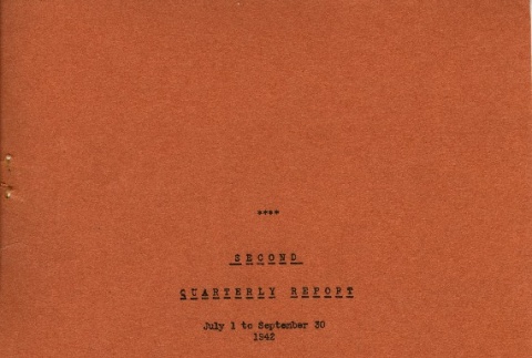 Second Quarterly Report, July 1 to September 30, 1942 (ddr-densho-156-422)