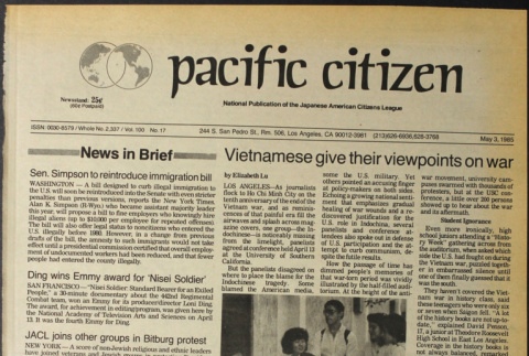 Pacific Citizen, Vol. 100 No. 17 (May 3, 1985) (ddr-pc-57-17)