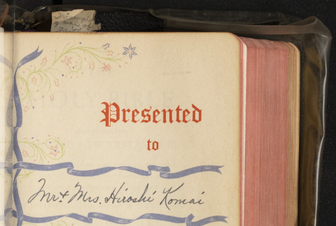Komai Wedding Bible Title Page (ddr-densho-562-68)