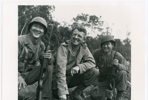 Frank Merrill, Herbert Miyasaki, and Akiji Yoshimura in Myanmar (Burma) (ddr-densho-1007-41)