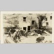 Armed German soldiers walking past a damaged building (ddr-njpa-13-878)