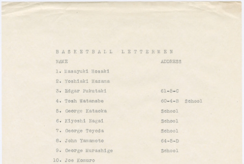 List of baseball lettermen (ddr-densho-382-3)