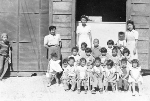 School children outside a barrack (ddr-densho-37-202)