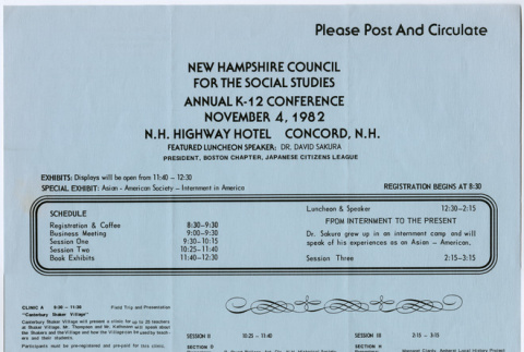 Poster for New Hampshire Council for the Social Studies Conference (ddr-densho-523-707)
