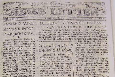 Puyallup Camp Harmony News-Letter Vol. I No. 5 (June 2, 1942) (ddr-densho-194-5)