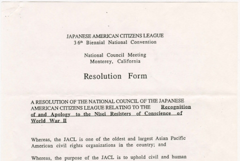 Resolution adopted at 36th Biennial National Convention of JACL (ddr-densho-122-573)