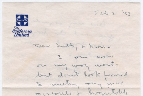 Letter to Sally Domoto and Kan Domoto from Jahn F. Sunru (ddr-densho-329-138)