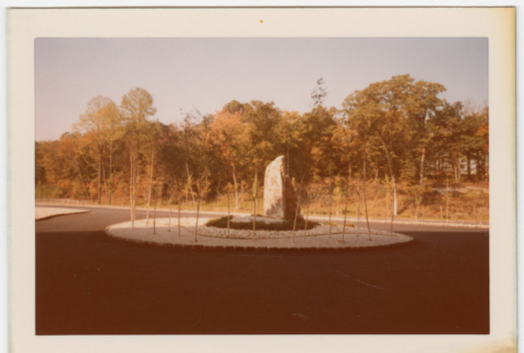 Circular driveway with rock garden in center (ddr-densho-377-2168)