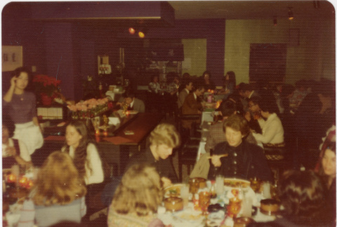 Group seated at tables in restaurant (ddr-densho-426-132)