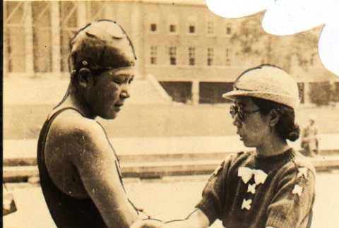 Hideko Maehata and her trainer (ddr-njpa-4-694)