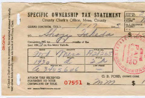 Specific Ownership Tax Statements (ddr-densho-501-211)