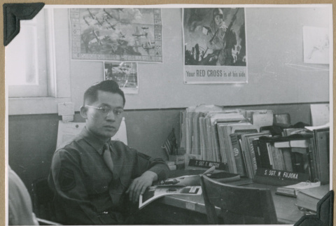 Soldier at his desk (ddr-densho-397-62)