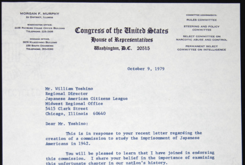 Letter to William Yoshino from Morgan Murphy (ddr-chijacl-1-412)