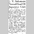 J.Y. Sakamoto Named Head Of Japanese Unit (September 8, 1936) (ddr-densho-56-465)