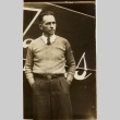 Clyde E. Pangborn standing in front of a plane (ddr-njpa-1-1343)