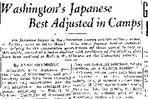 Washington's Japanese Best Adjusted in Camps (March 1, 1943) (ddr-densho-56-884)