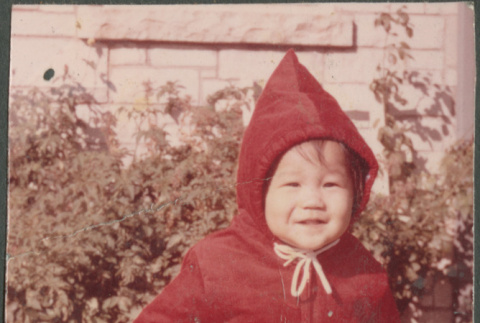 Toddler in red hoodie (ddr-densho-523-505)
