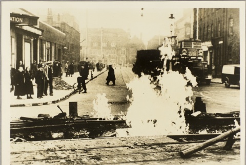 A fire burning on a London street (ddr-njpa-13-257)