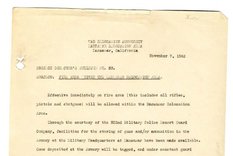 Project Director's bulletin, no. 33 (November 7, 1942) (ddr-csujad-48-135)