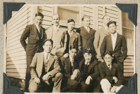 Group of men outside house (ddr-densho-383-67)