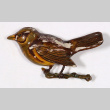 Carved brown sparrow bird pin (ddr-densho-475-155)
