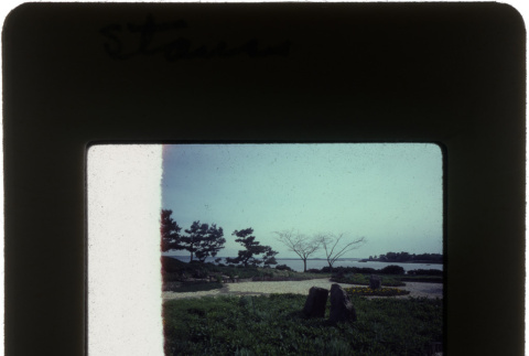 Garden with a water view at the Straus project (ddr-densho-377-599)