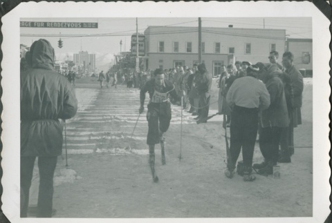 Man in cross country ski competition (ddr-densho-321-409)