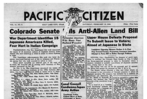 The Pacific Citizen, Vol. 18 No. 6 (February 12, 1944) (ddr-pc-16-7)