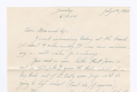 Letter from Tadashi Ishida to Mr. & Mrs. Y Ishida (ddr-densho-535-223)