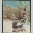 Tina Sakura with Danny and Peter Sakura in stroller by cactus (ddr-densho-523-477)