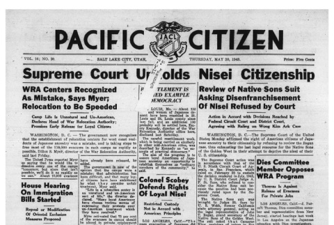 The Pacific Citizen, Vol. 16 No. 20 (May 20, 1943) (ddr-pc-15-20)