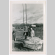 Kaneji Domoto next to boulder about to be moved (ddr-densho-377-2219)