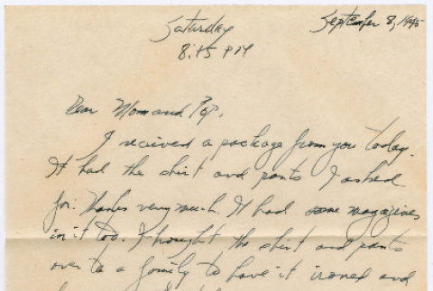 Letter from Tadashi Ishida to Mr. & Mrs. Y Ishida (ddr-densho-535-252)