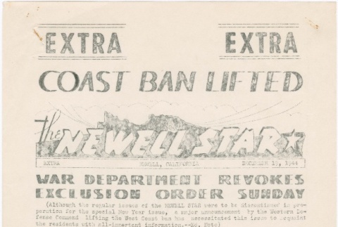 The Newell Star, Extra (December 19, 1944) (ddr-densho-284-45)