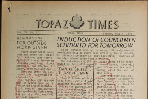 Topaz Times Vol. IV No. 1 (July 2, 1943) (ddr-densho-142-179)