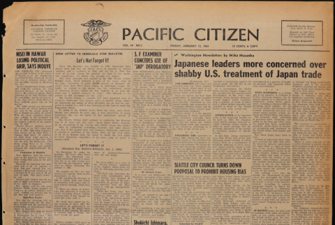 Pacific Citizen, Vol. 54, No. 2 (January 12, 1962) (ddr-pc-34-2)