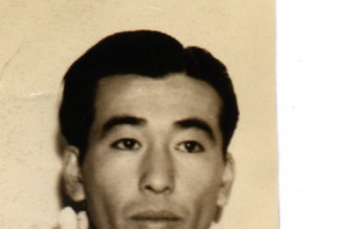 Fumiteru Nakano wearing leis (ddr-njpa-4-1254)