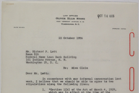 Letter from Oliver Ellis Stone to Richard Lott (ddr-densho-437-87)