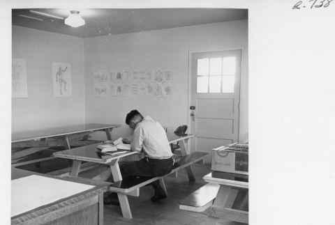 Man sitting in the nurse aids and attendants classroom (ddr-fom-1-849)