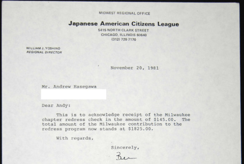 Letter to Andrew Hasegawa from William Yoshino (ddr-chijacl-1-520)