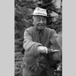 Fujitaro Kubota trimming pine at Seattle University (ddr-densho-354-2072)