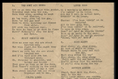 Song sheet with lyrics (ddr-csujad-55-1945)
