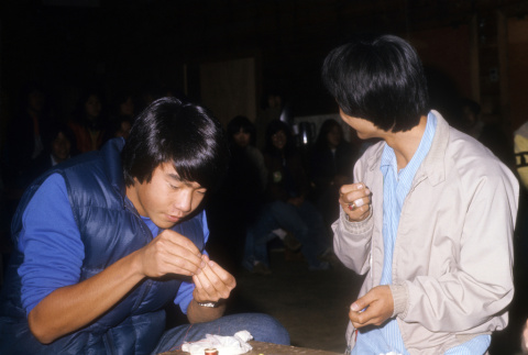 David Yamamura and Ken Sasaki participating in icebreakers (ddr-densho-336-736)