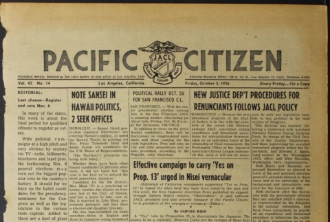 Pacific Citizen, Vol. 43, No. 14 (October 5, 1956) (ddr-pc-28-40)